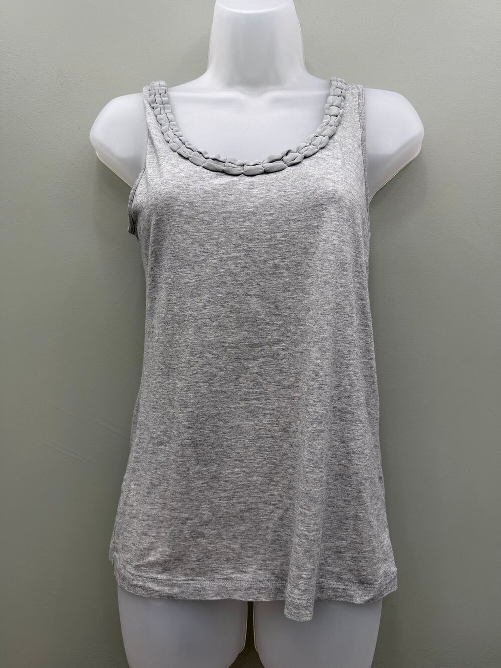 Banana Republic Gray Braided Neck Tank Top Small Cotton Y2K Minimalist